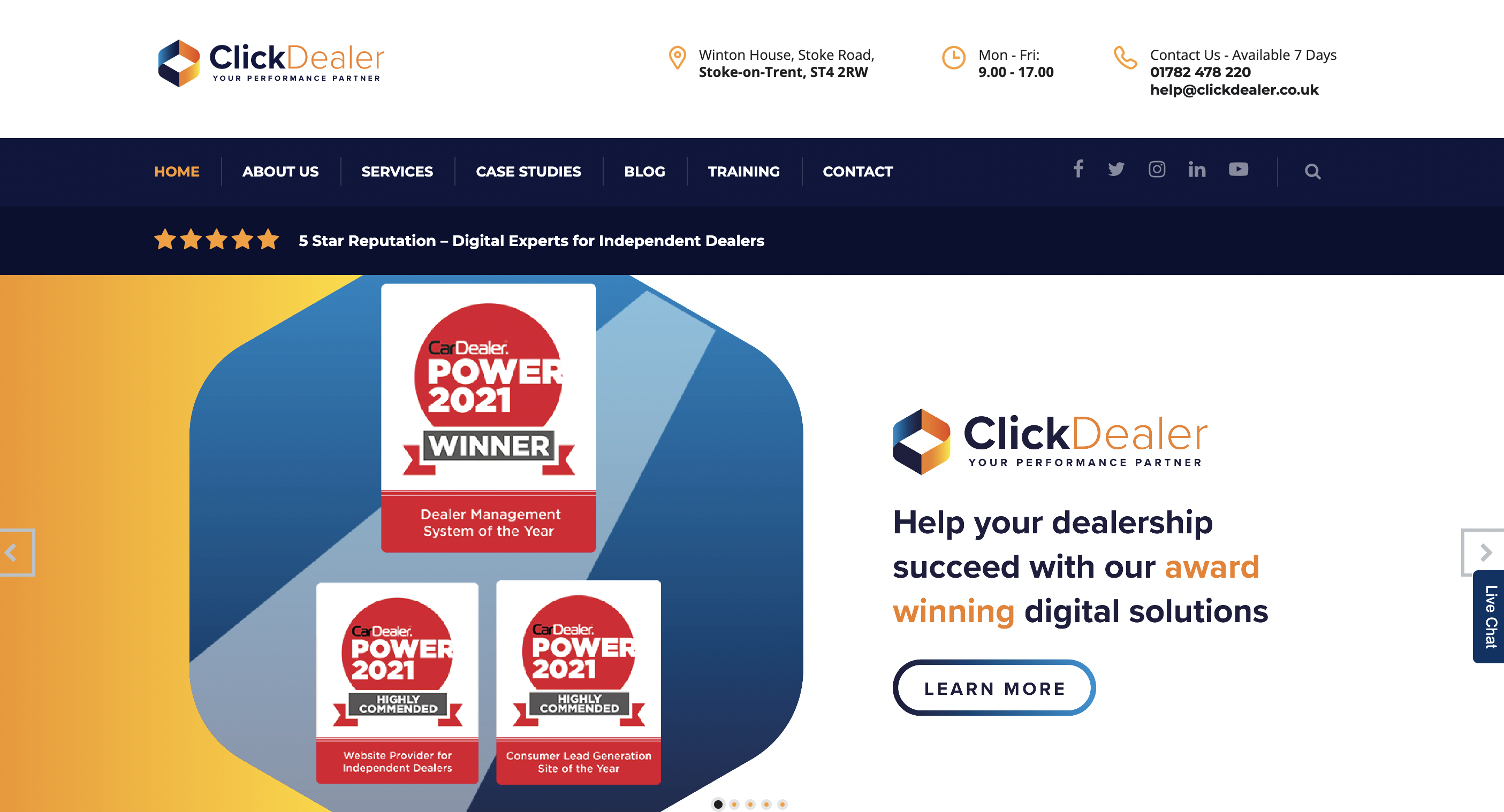 A screenshot of clickdealer.co.uk's homepage, January 2023