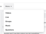 A screenshot of the live videos dropdown tab on a facebook page