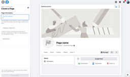 A screenshot of the create page interface on Facebook
