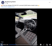 Screenshot of an example car dealership video car tour post on Facebook