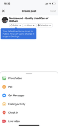 A screenshot of the facebook live interface on a facebook smartphone app