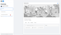 Screenshot of the create group interface