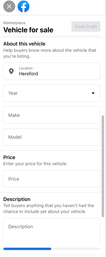 Vehicle for sale options on Facebook marketplace