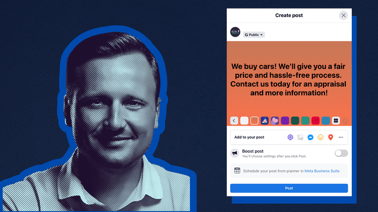 A header image for the blog post The Ultimate Guide to Facebook Page Content for Car Dealerships in 2023 from GL Digital Automotive Marketing