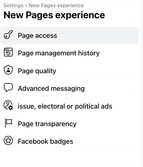 Page settings menu showing organisations