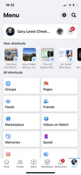 A screenshot of the profile switcher in the facebook smartphone app