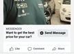 Screenshot of click to message on Facebook messenger on a live example Facebook ad for a car dealer