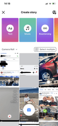 A screenshot of facebook app with the create story interface open