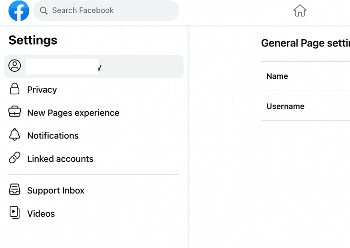 Page settings menu