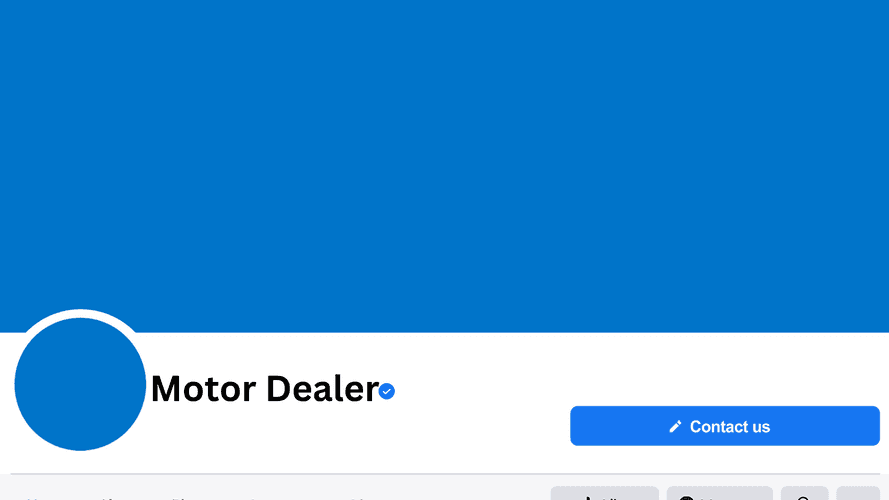 A car dealer's facebook page showing the profile and header sections