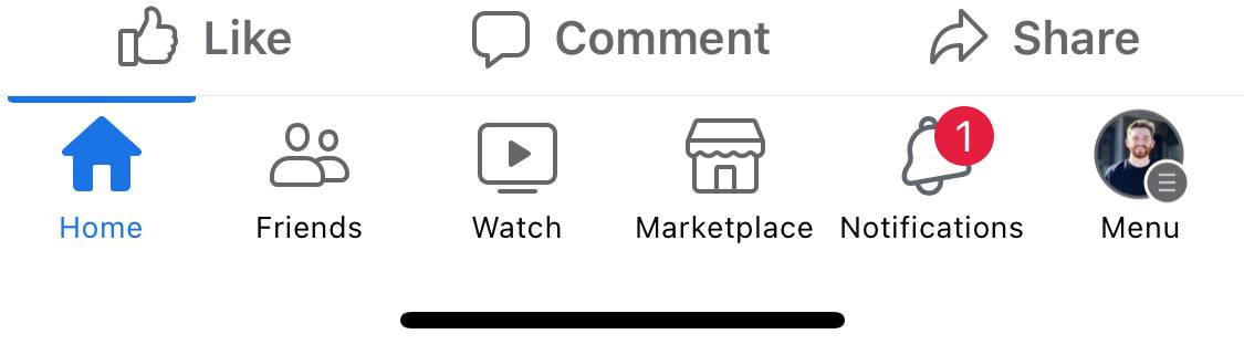 A screenshot of the facebook app open on a mobile device with watch tab visible