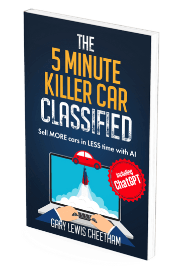 Mockup of the front cover of the book 5 minute killer car classified