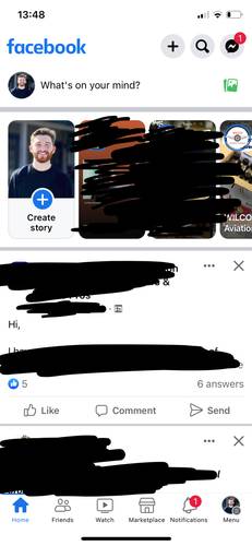 A screenshot of the facebook app open on a mobile device