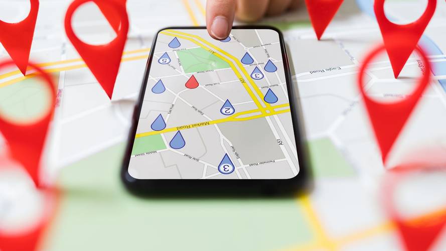 Pins on a map to signify local marketing for car dealers