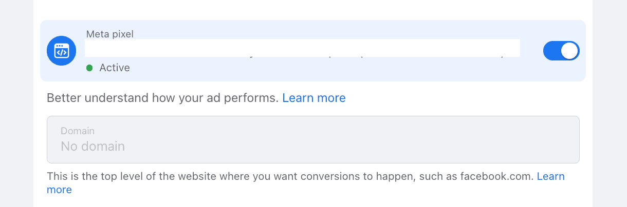 A screenshot of the the tracking pixel options you can choose when boosting a post on facebook